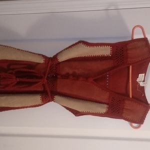 Orange and Tan Vest with Rope tie